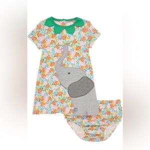 Mini boden floral elephant dress and bloomers, 12-18m